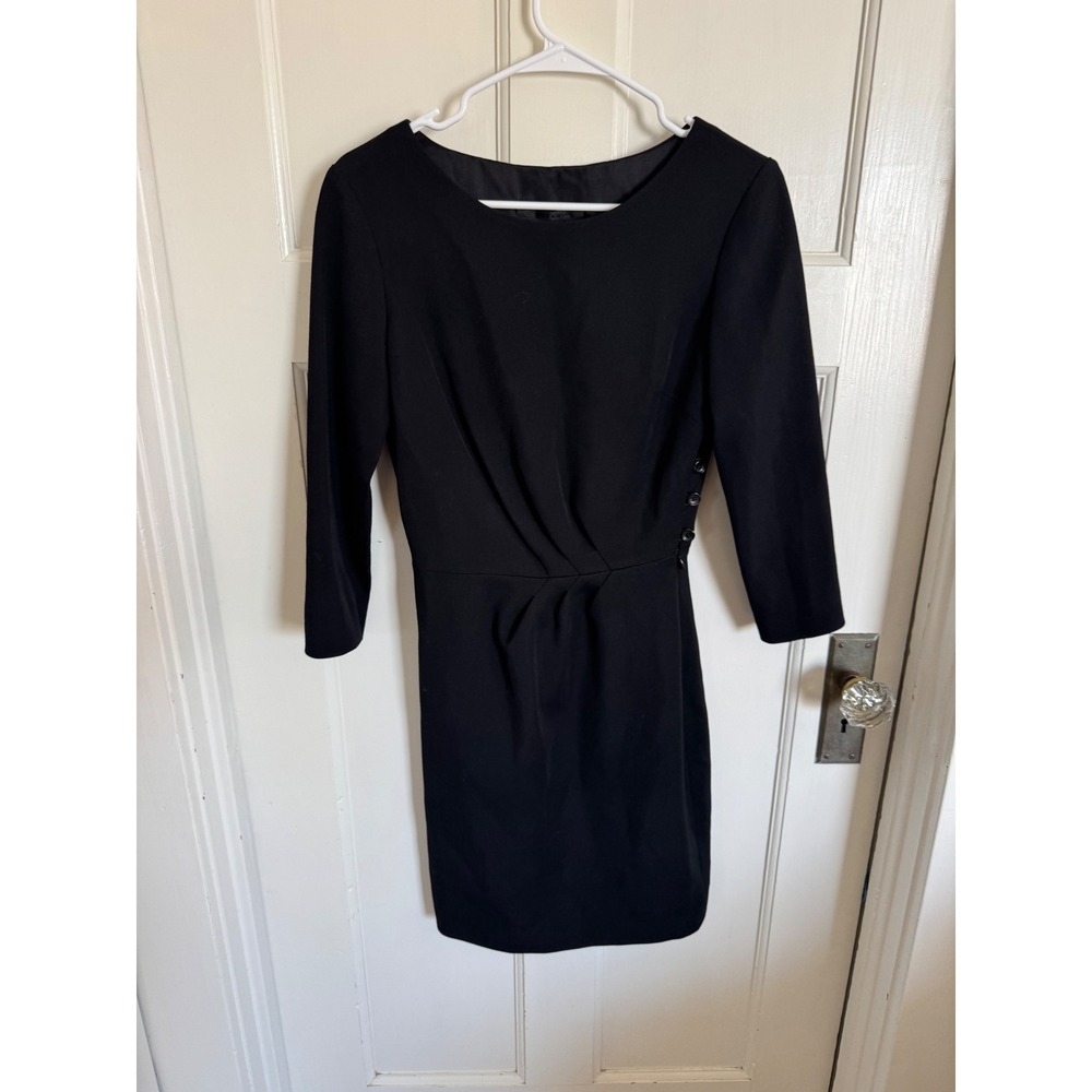 Jenni Kayne black wool & silk lined button side dress size 2